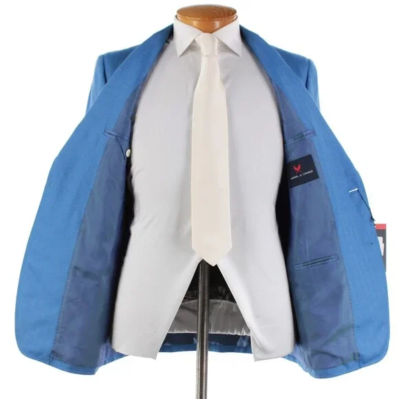 Cardinal of Canada NWT Wool / Silk Sport Coat Size 38R US In Blue Herringbone